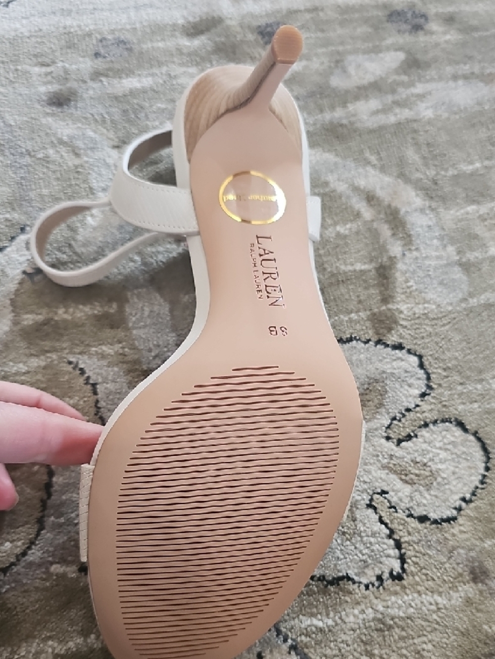 Lauren Ralph Lauren Cream Ankle-Strap Sandals - Picture 7 of 8
